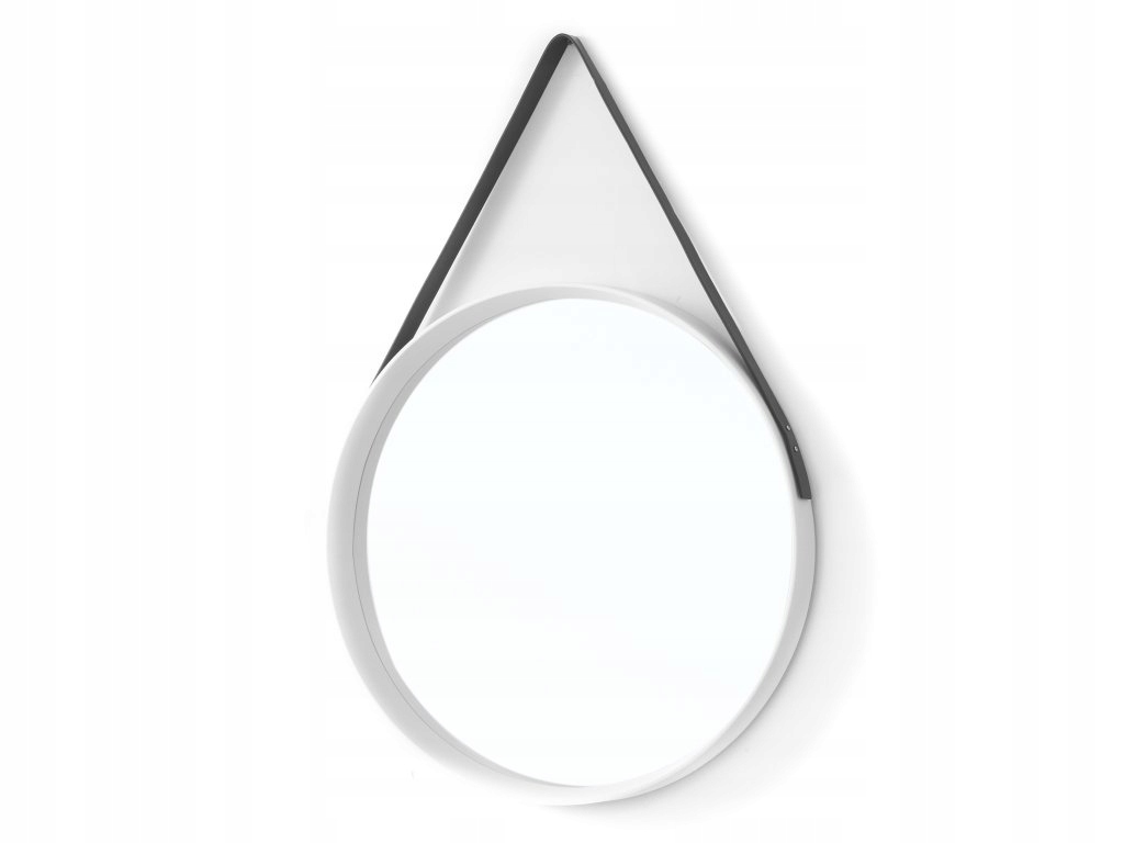 Dekorativní závěsné zrcadlo, Ø 53 cm, bílé