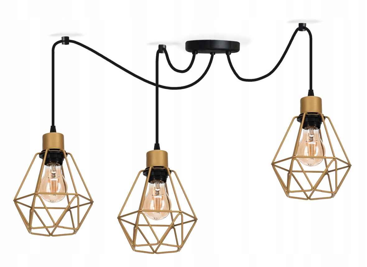 Lampa nad stropní stůl závěsný lustr Diamond loft černá zlatá stropní