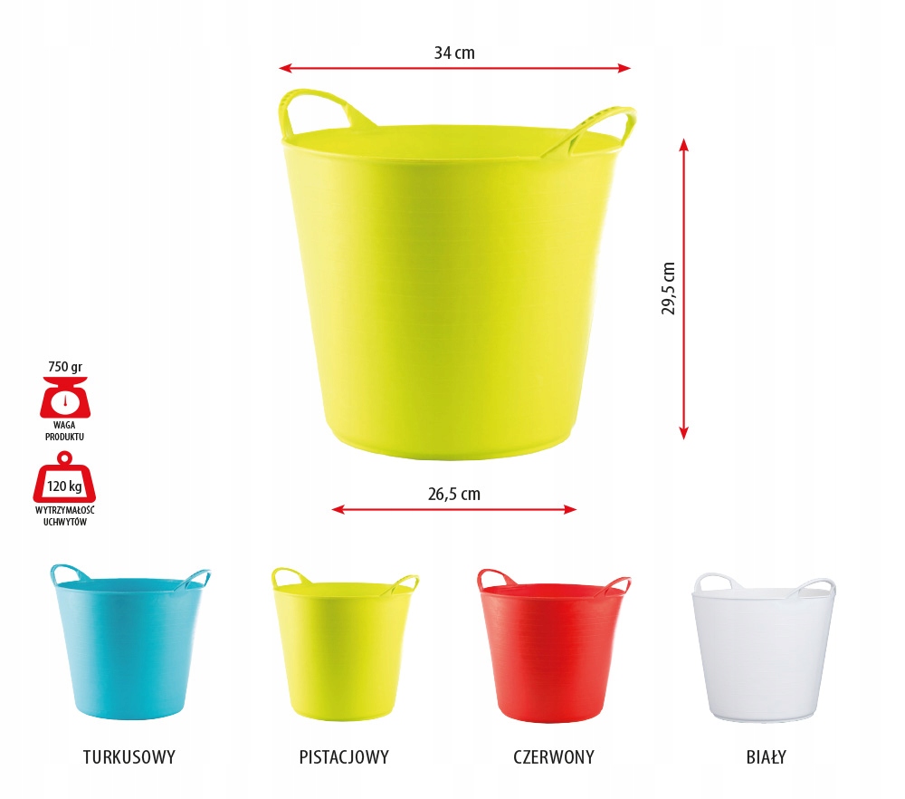 Pojemnik 26 l, wiadro elastyczne FLEXBag, turkus Stan opakowania oryginalne