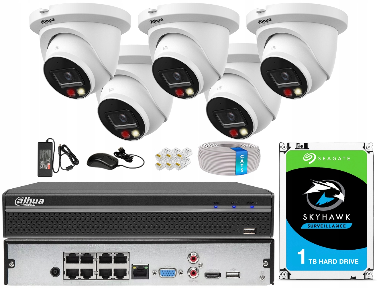 Sada na monitorovanie Dahua 4MPx 5 Kamer WizSense s analytikou Ai Dual Light