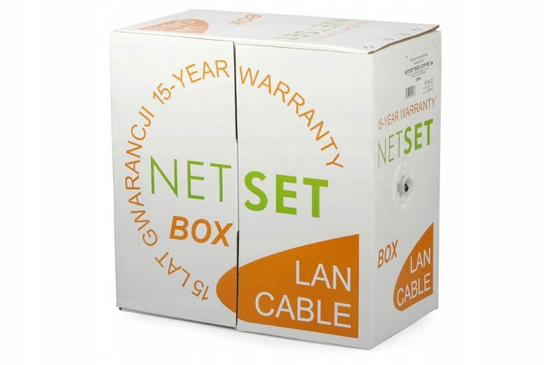 Netset Kabel skrętka drut U/utp cat.5e miedź 305m, 15 lat