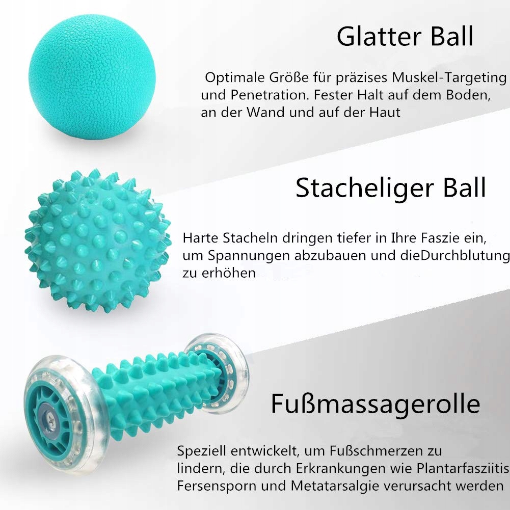 EMWEL Zestaw Do Masażu Stóp Roller I Piłki Na Plantarfasciitis Relaksacja — miniatura 2