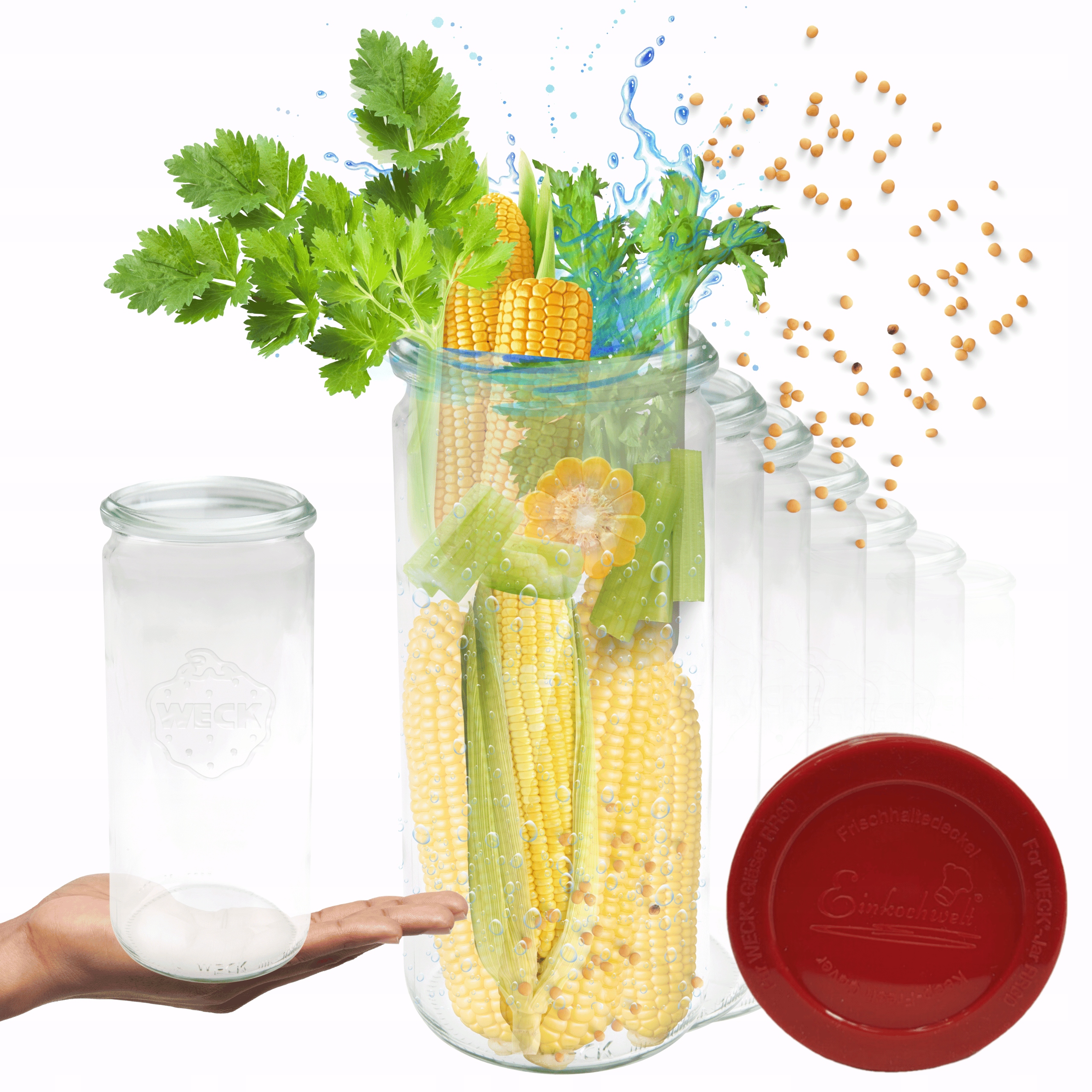 Poháre Weck 1 l tekuté Cylinder vzduchotesné silikónové viečka 12ks 1040 ml pohár