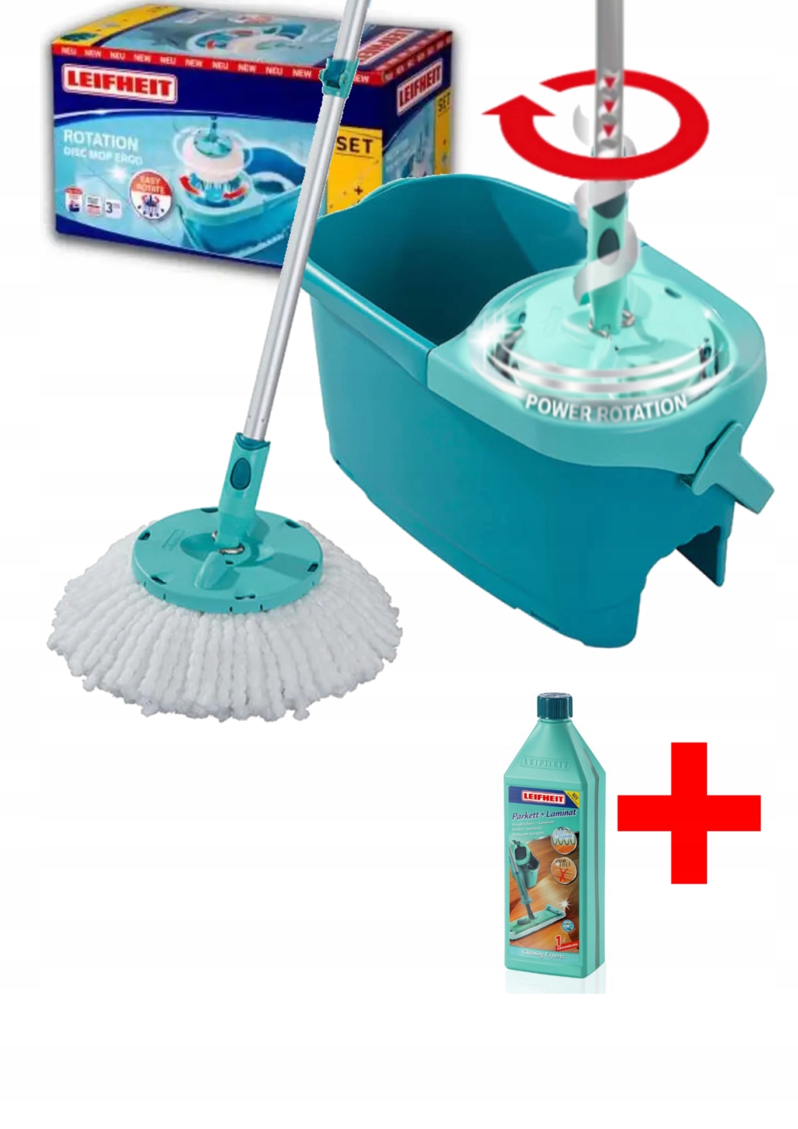 Швабра LEIFHEIT з поворотним диском ERGO, 33 см, 6 л + рідина