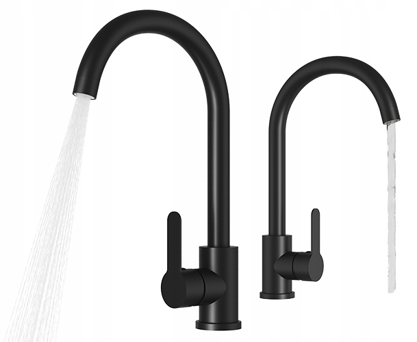 Kuchynská Batéria Prestige Plus Čierna Zaoblená Výtoková Nádrž Na Umývadlo