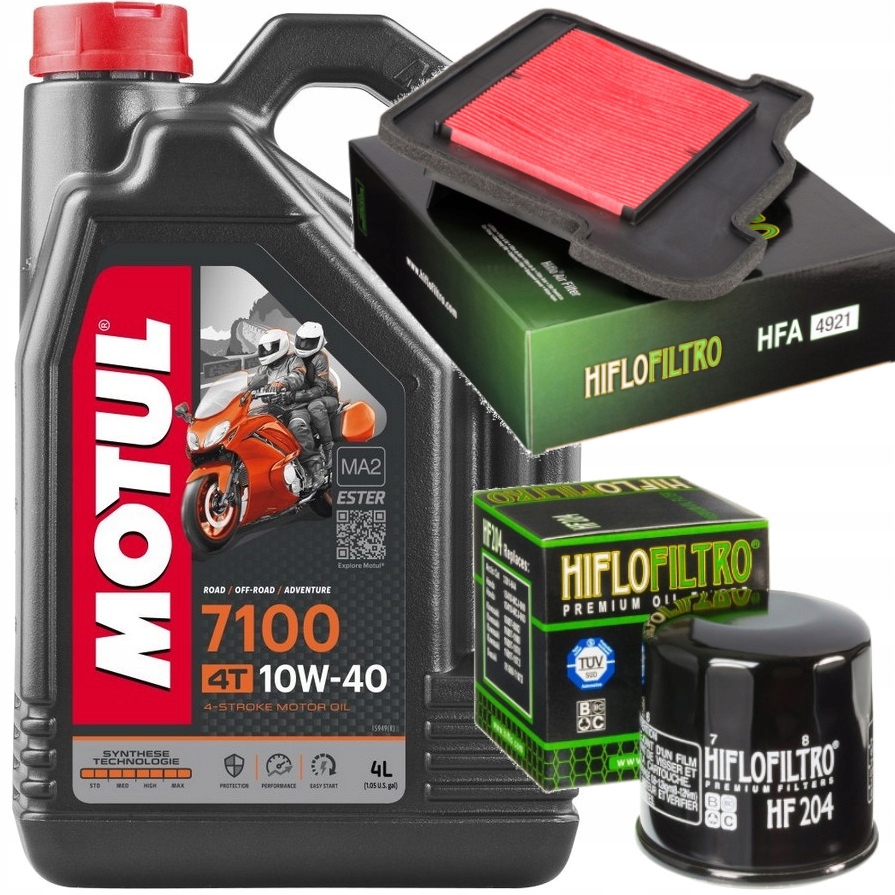 HF204 Zestaw Olej Motul 7100 10W40 4L HFA4921 Yamaha MT-09 14-18