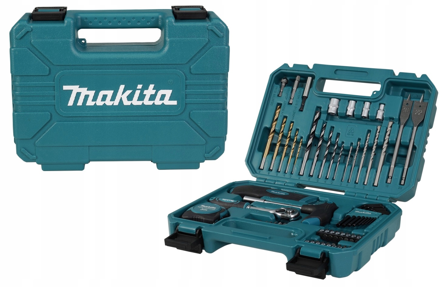 Makita E-15095 Zestaw 60 narzedzi wiertła bity grzechotka nasadki miara Set