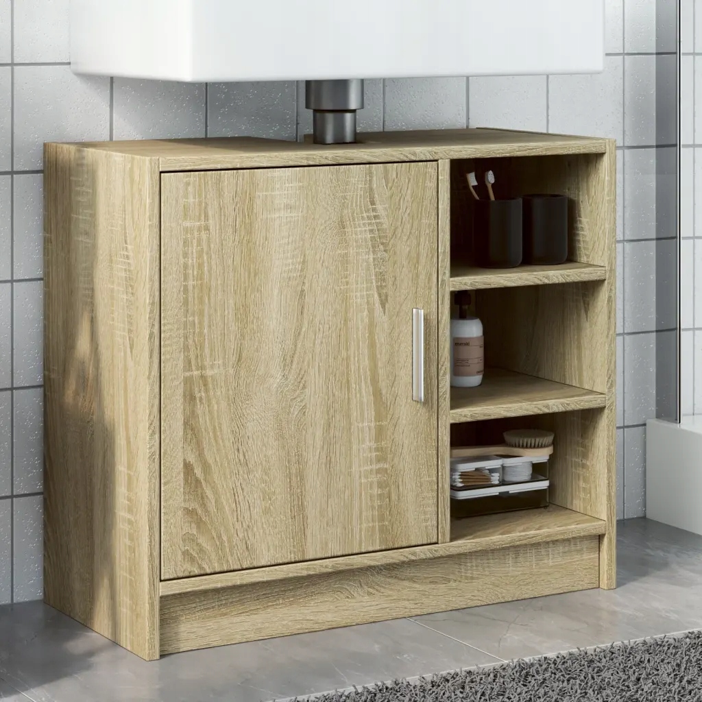 Skříňka pod umyvadlo dub sonoma 63x29x55 cm kompozitní dřevo Hnědá 848131