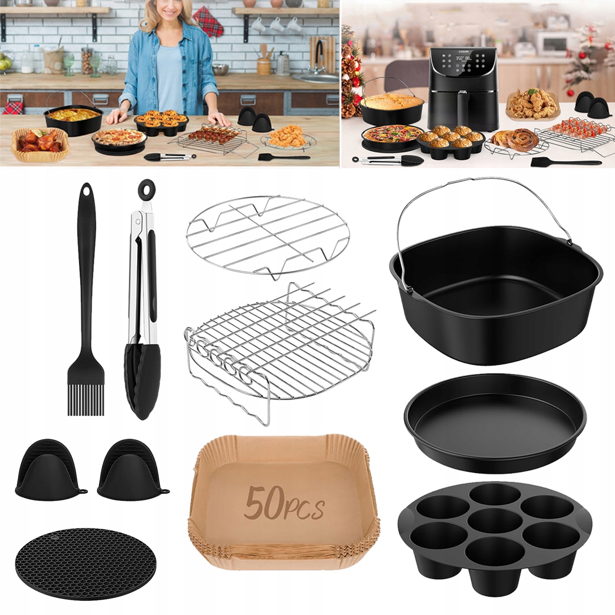 Akcesoria Do Frytkownicy Air Fryer Zestaw 11 Elementy Ninja Max Pro AF180EU