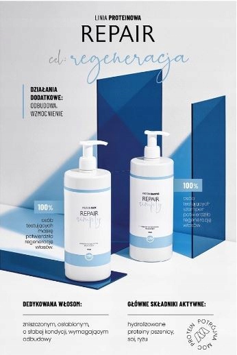 MILA SIMPLY REPAIR SZAMPON+MASKA ZESTAW ODBUDOWUJĄCY Z PROTEINAMI 950ML Pojemność 950 ml