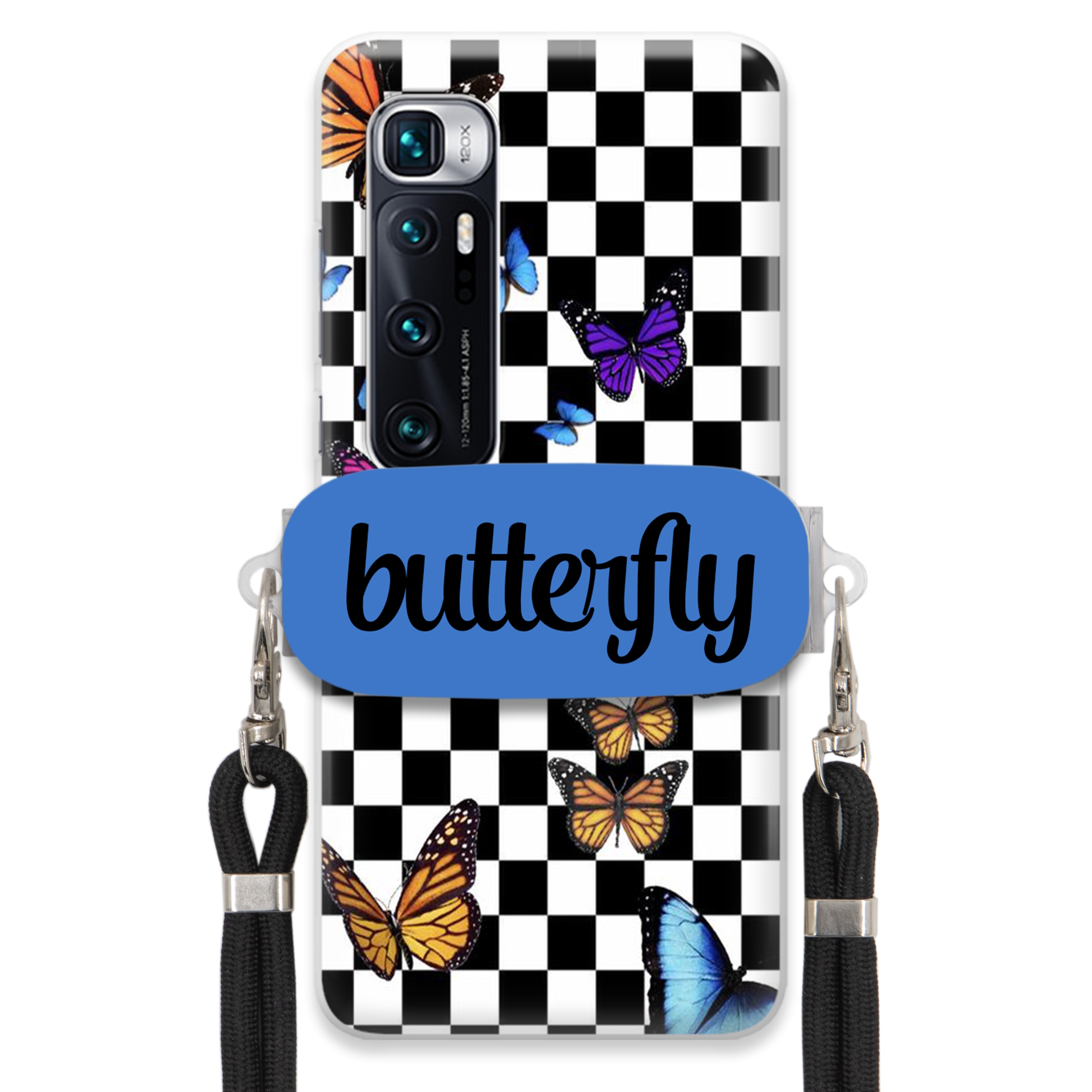 Puzdro Pre Xiaomi Mi 10 Ultra Case Držiak Obdĺžnikový Vodítko Butterfly Motýle