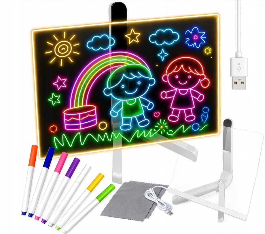 Led Tábla Mágikus Megvilágított Rajzoló Világító Játék Gyerekeknek