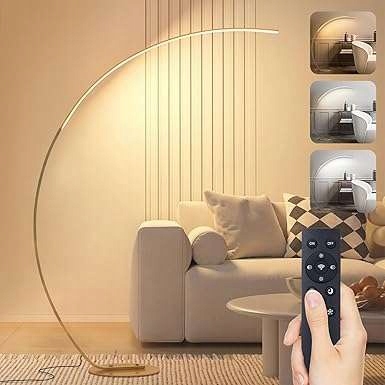 Voľne stojaca Led lampa 25 W, moderný oblúk ovládaný diaľkovým ovládačom, 165 cm, zlatá