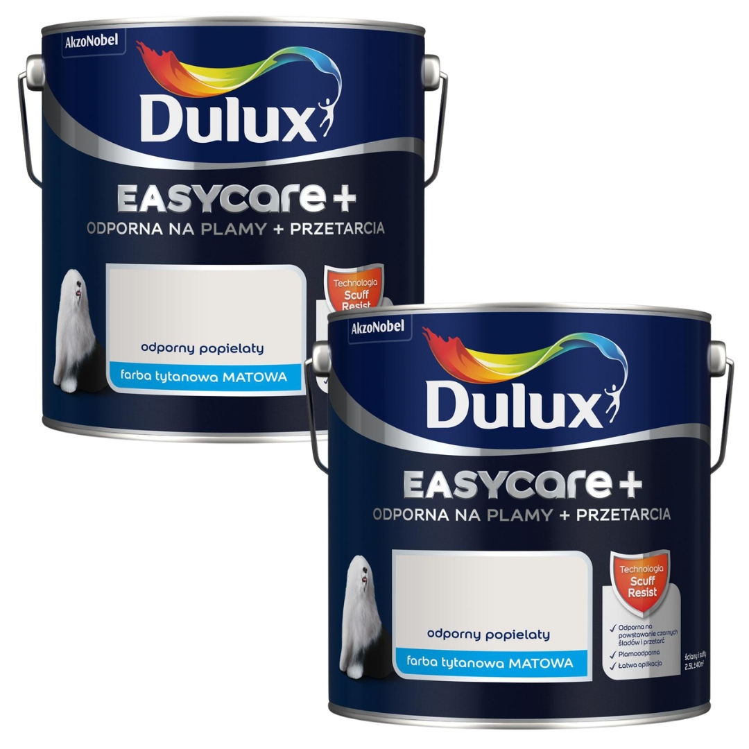 Set Dulux Easycare+ 2x2,5L Barva Nástěnná Odolná Popelavá 5L
