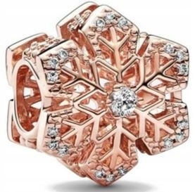 lesklý přívěsek sněhová vločka Rose Gold stříbro 925
