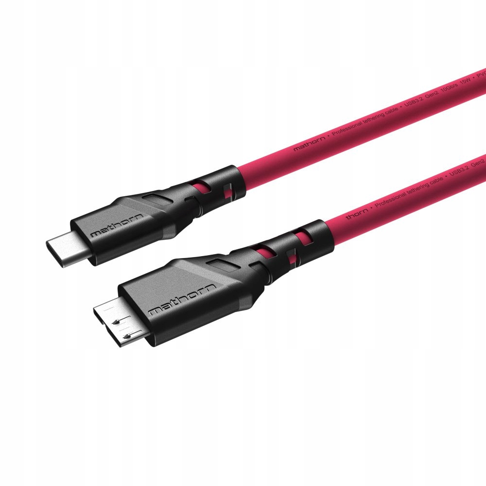 Mathorn MTC-530M kabel tetheringowy USB-C-Micro-B 5m 10Gbps Magenta