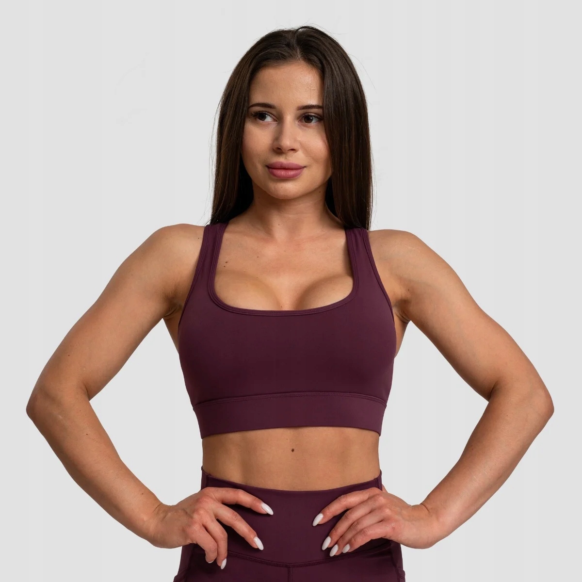 Stanik Sportowy Biustonosz Damski Na Siłownię Fitness Bordowy GymBeam Xs