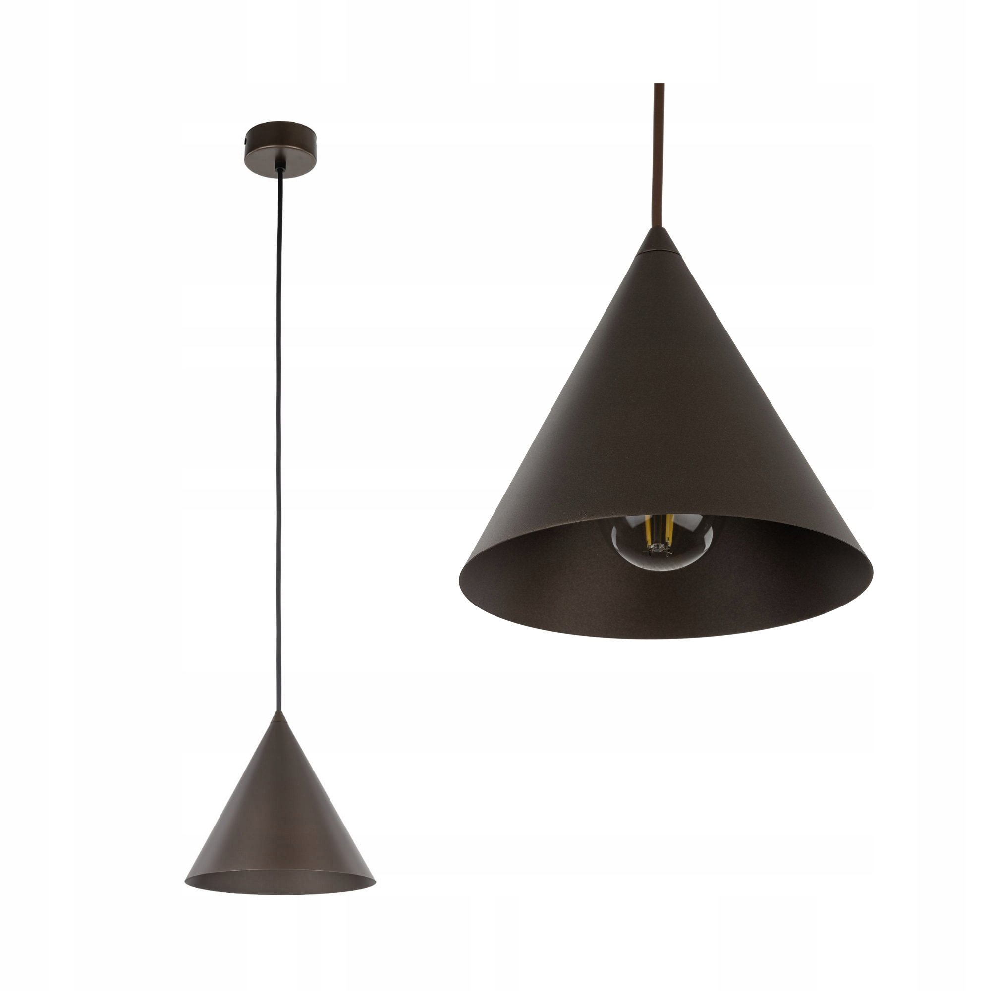 Závěsná kovová kuželová lampa Cono E27 v hnědé barvě Tk Lighting