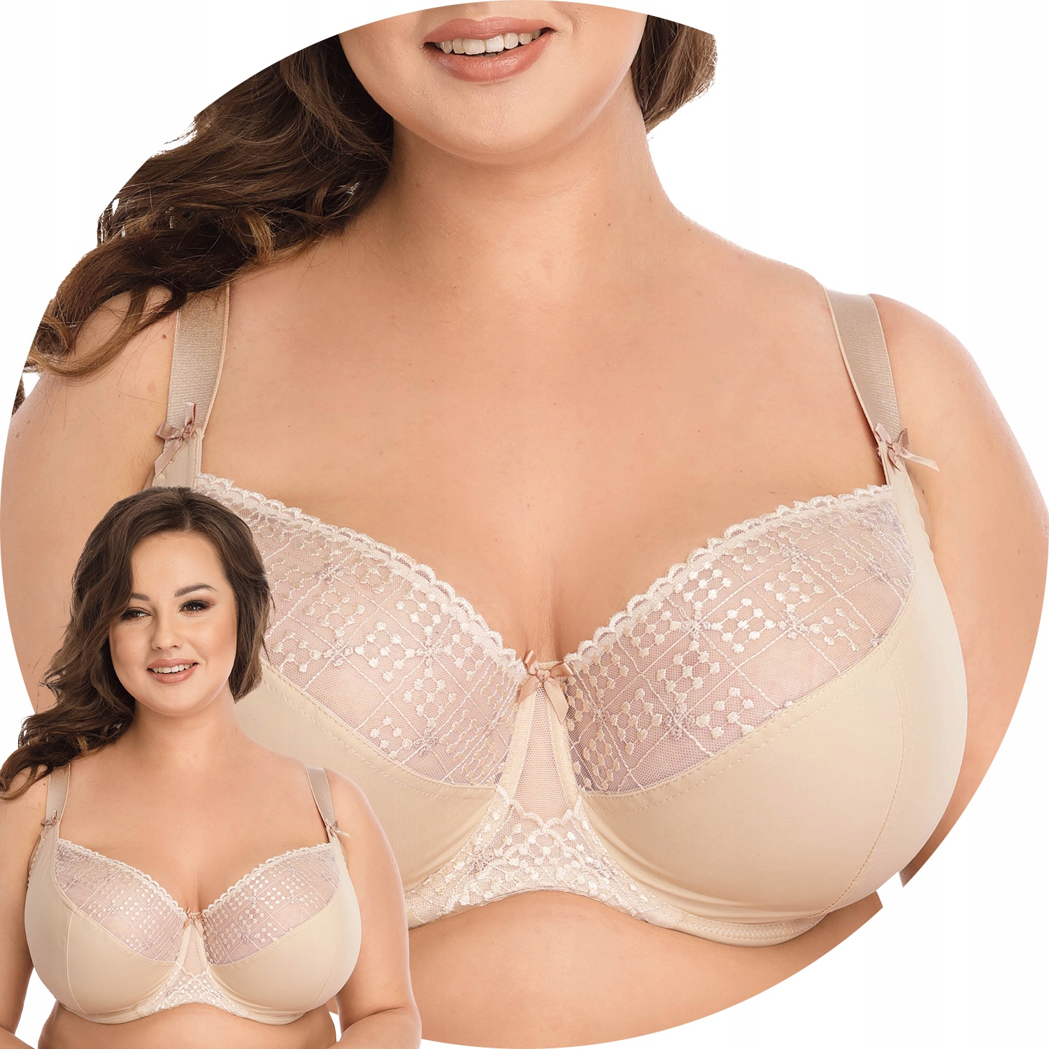 Nessa Ksymena N500 béžová výšivka Měkká podprsenka 65J Soft