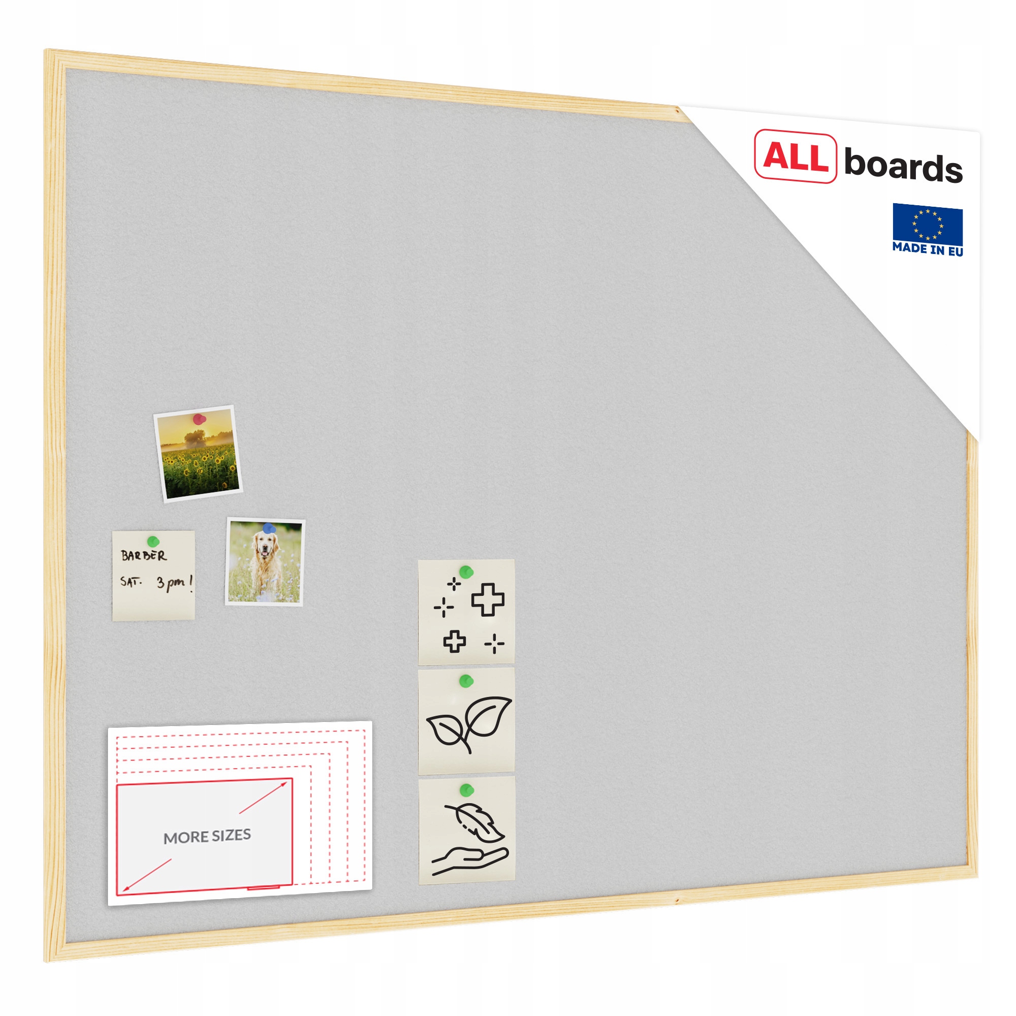 Tablica korkowa jasny szary kolor korka 120x90 cm