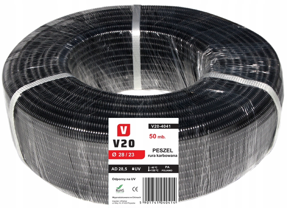 Elektroinstalační Trubka Automobilový Polyamidový V20 Trubka Zvlněná 28/23 mm 50 m