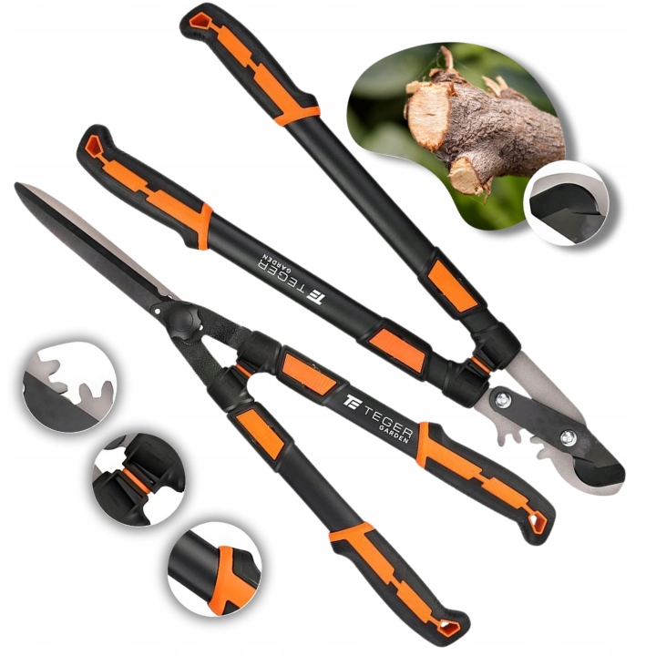 Sekator Nożycowy do Cięcia Gałęzi i Nożyce do Żywopłotu teleskopowe Teger