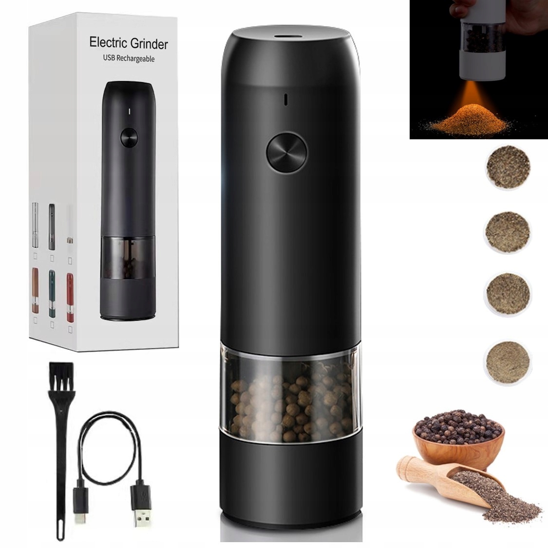 

Młynek elektryczny Do Pieprzu Soli Przypraw Usb