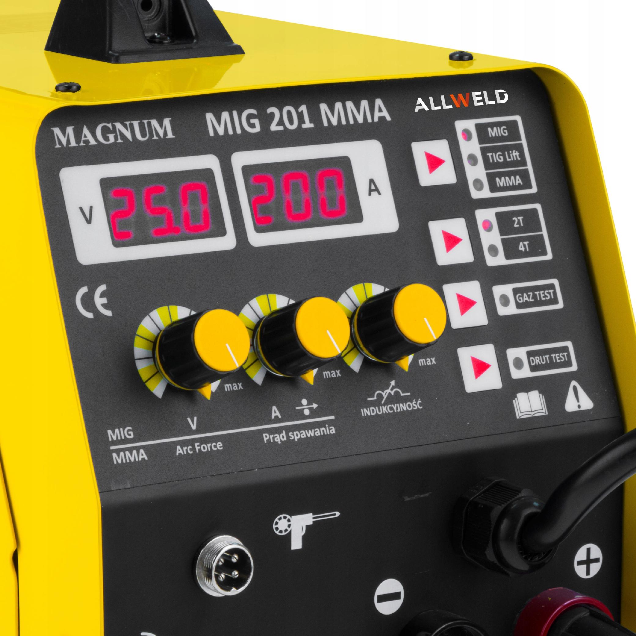 SPAWARKA MIGOMAT MAGNUM MIG 201 MMA MAG TIG 230V 200A FLUX IGBT 2T 4T 3W1 EAN (GTIN) 5905323114524