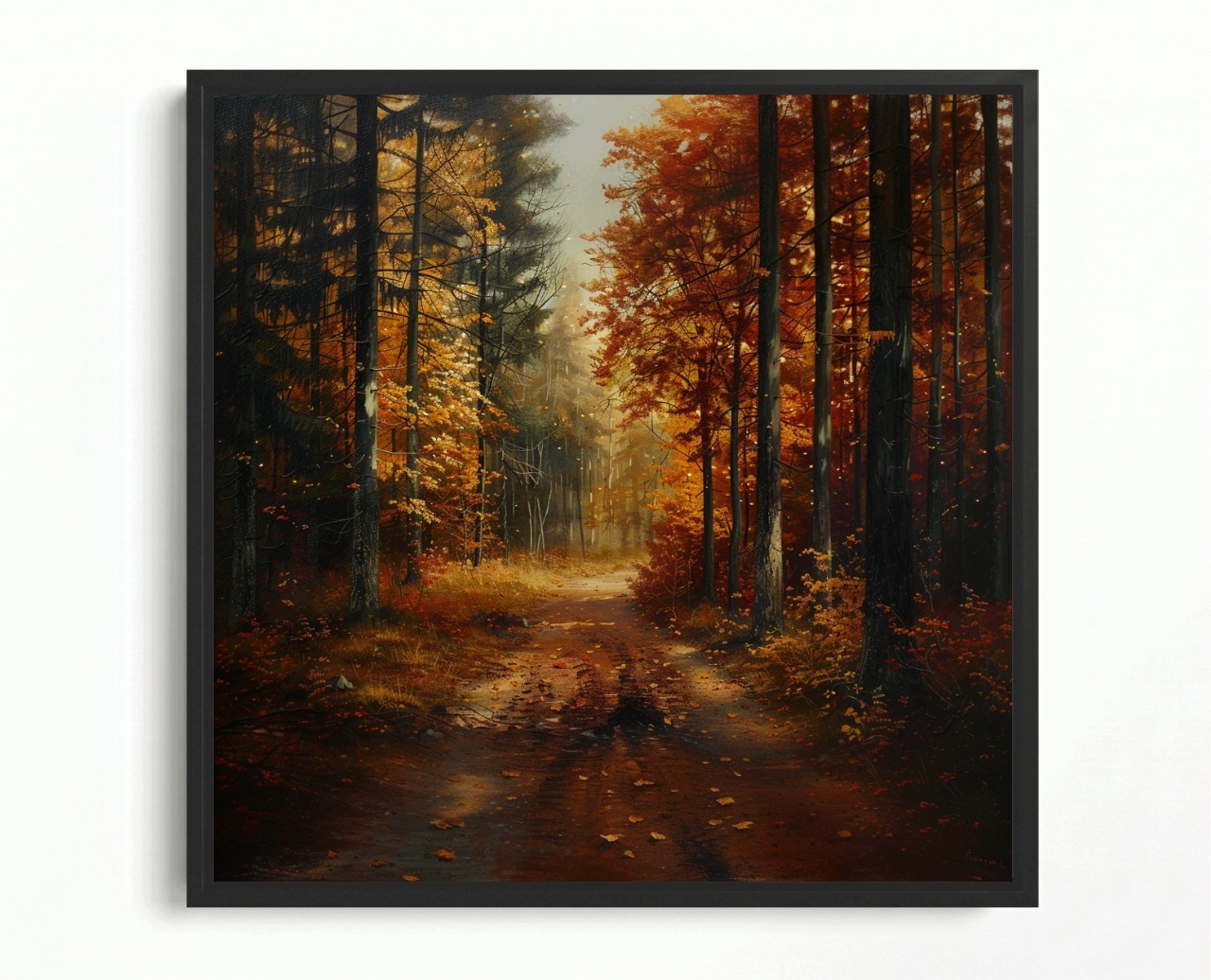 Obraz Rám Americký Box Příroda Les Stromy Podzim Cesta Stezka 60x60