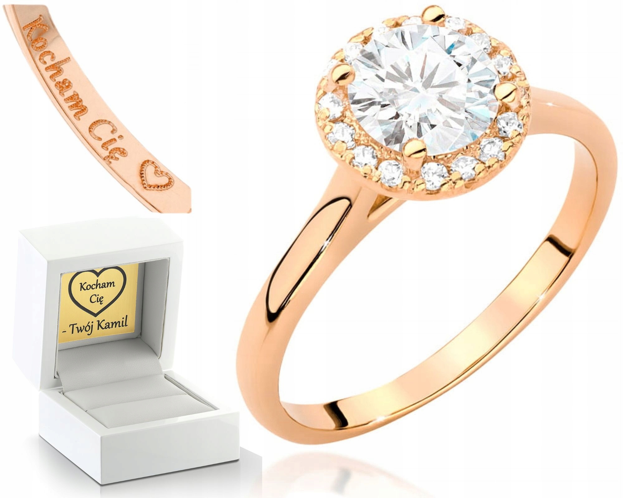 Růžové Zlato Prstýnek S Diamanty Brilianty 585 Gravírování