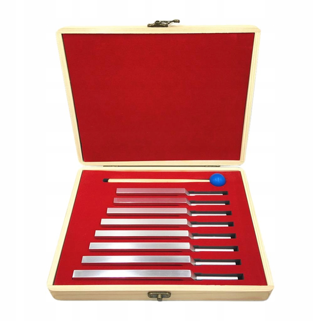 Partie 8 trwałych kamertonów Hz z zestawem młotków do