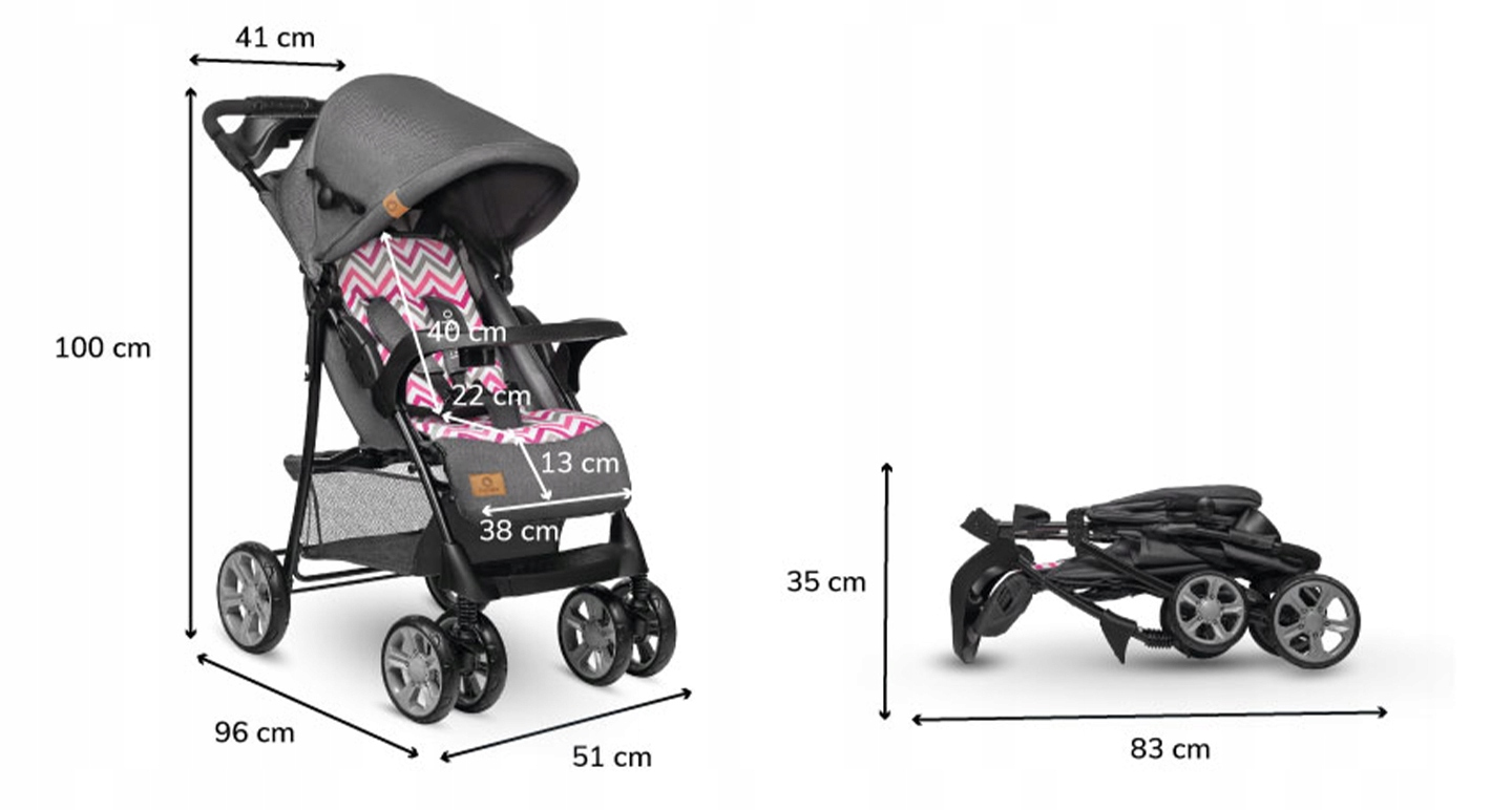 WÓZEK spacerowy LEKKI spacerówka DUŻE Koła TORBA Lionelo Emma Waga wózka 8.5 kg