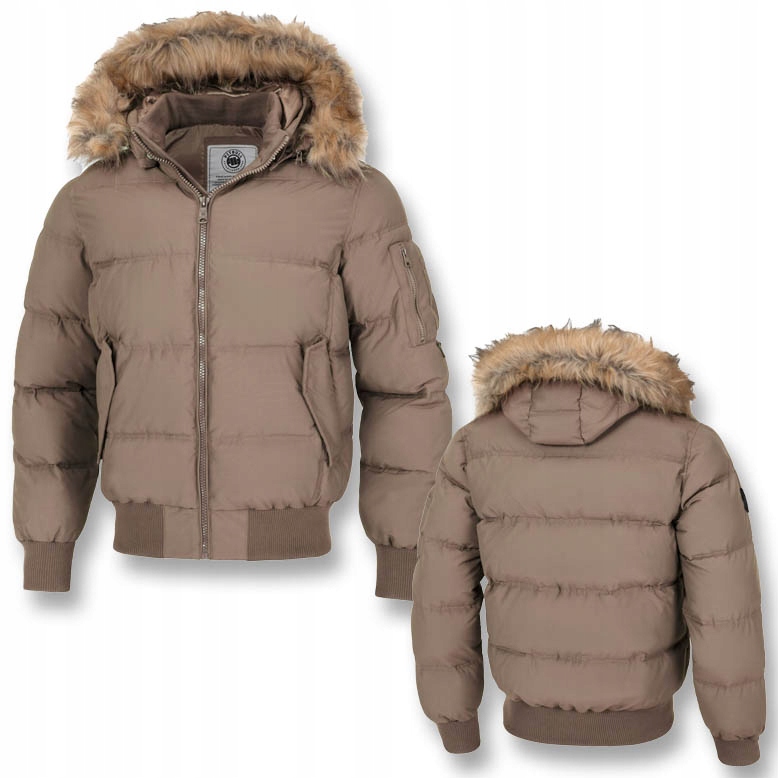 Pánská Zimní bunda Pitbull Teplá prošívaná bunda s kapucí Burnt Kožíšek