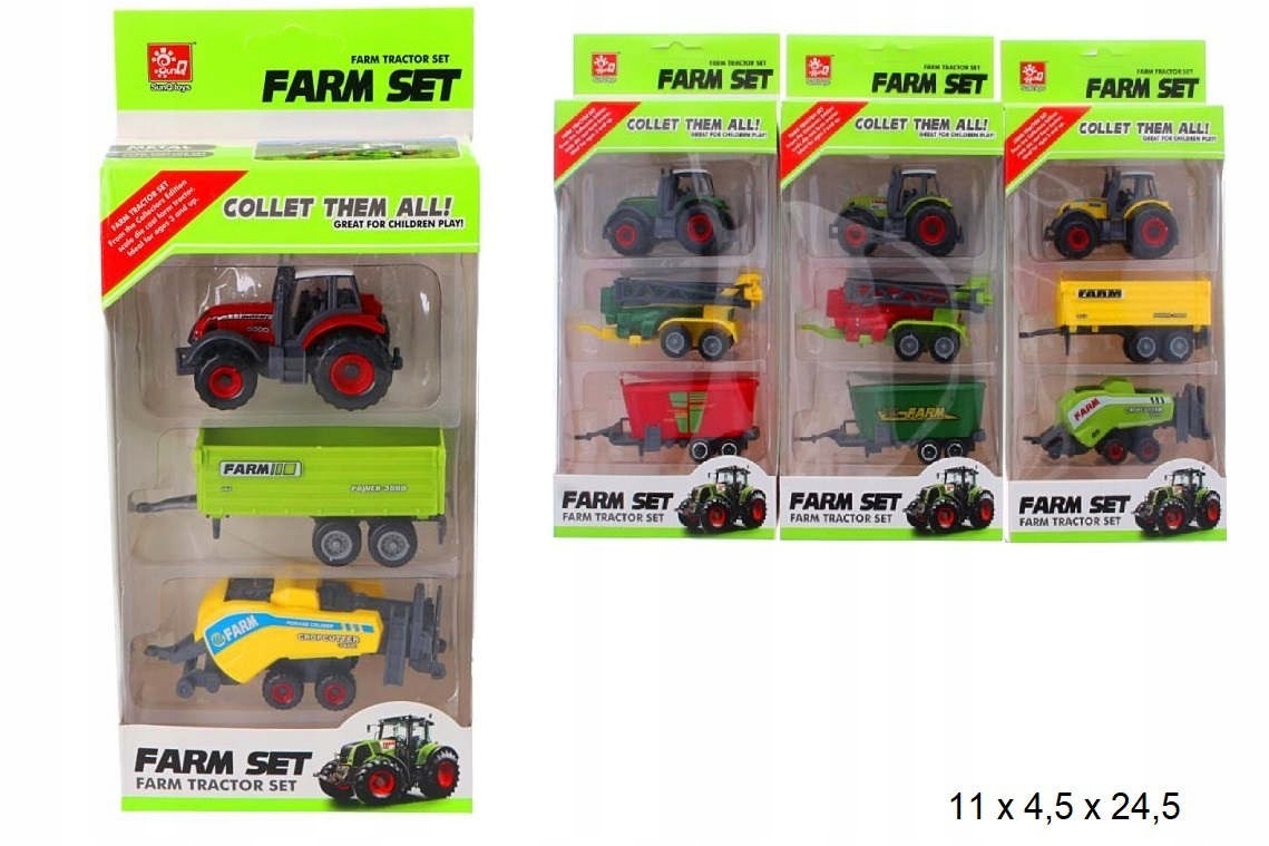 

Zestaw Traktor 2 Maszyny Traktor Metalowy Farma