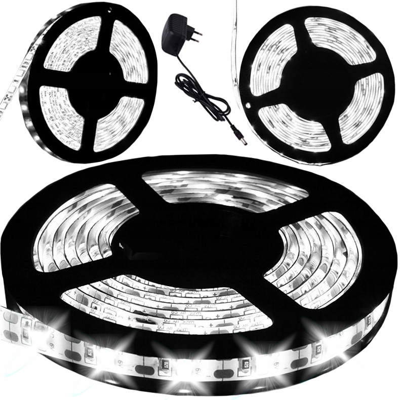 

Taśma Led Biała Zimna Wodoodporna 5M Zasilacz