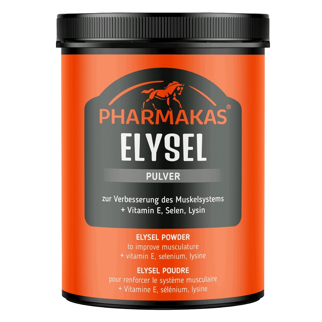 Doplněk stravy pro koně Elysel Powder 1kg vitamín E selen, lysin – Pharmakas