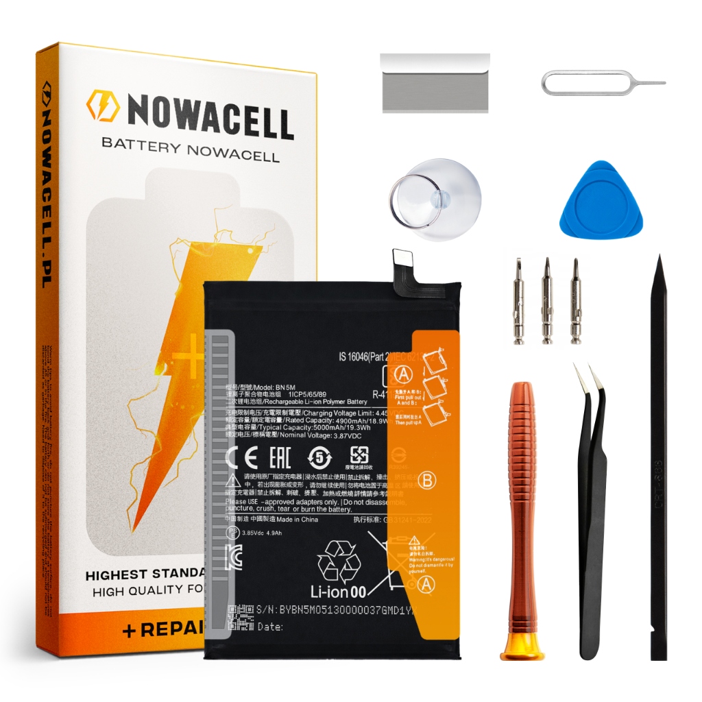 Zestaw Bateria BN5M do Xiaomi Redmi Note 12 4G 5000 mAh Akumulator Nowacell