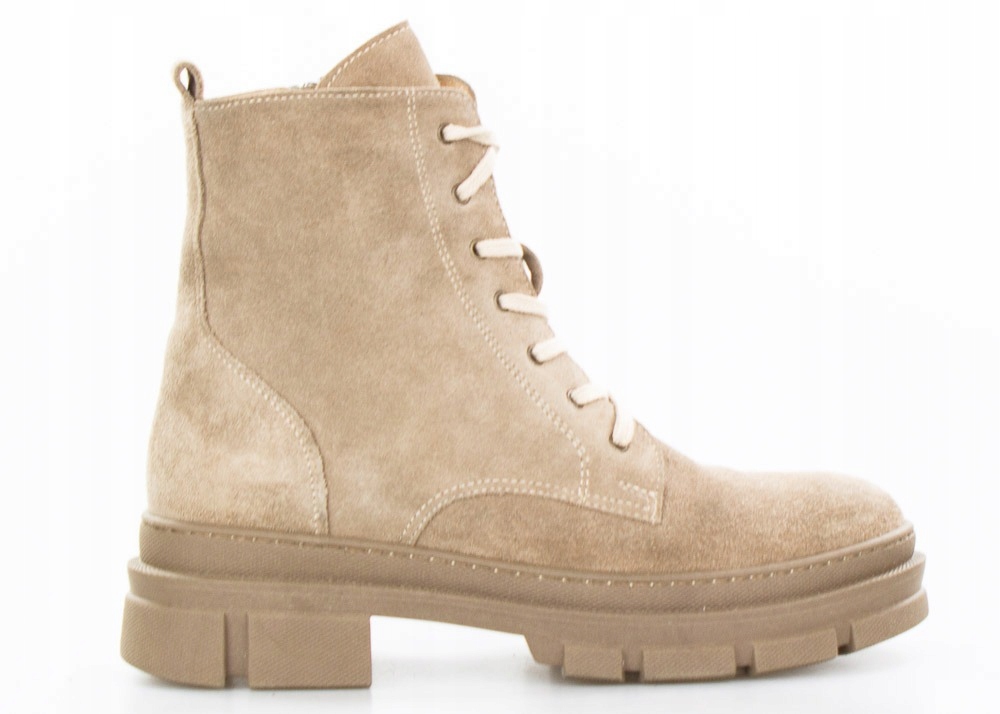 Jasné Kotníkové Boty Dámské Traperky S Vázáním, Kožené 39