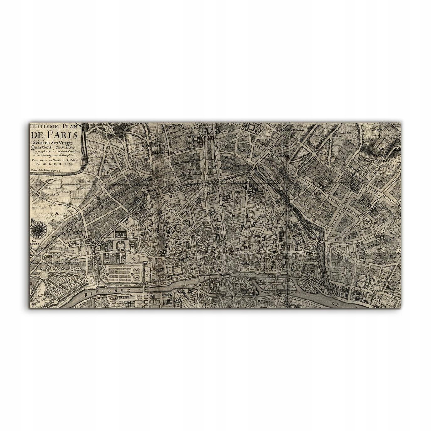 

Obraz akryl 140x70 z nadrukiem Paryż Vintage Mapa