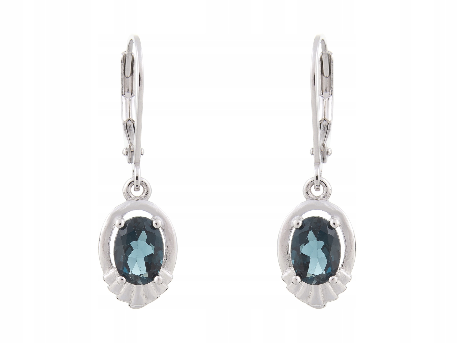 Závěsné Stříbrné Náušnice Rhodiované London Topaz Přírodní