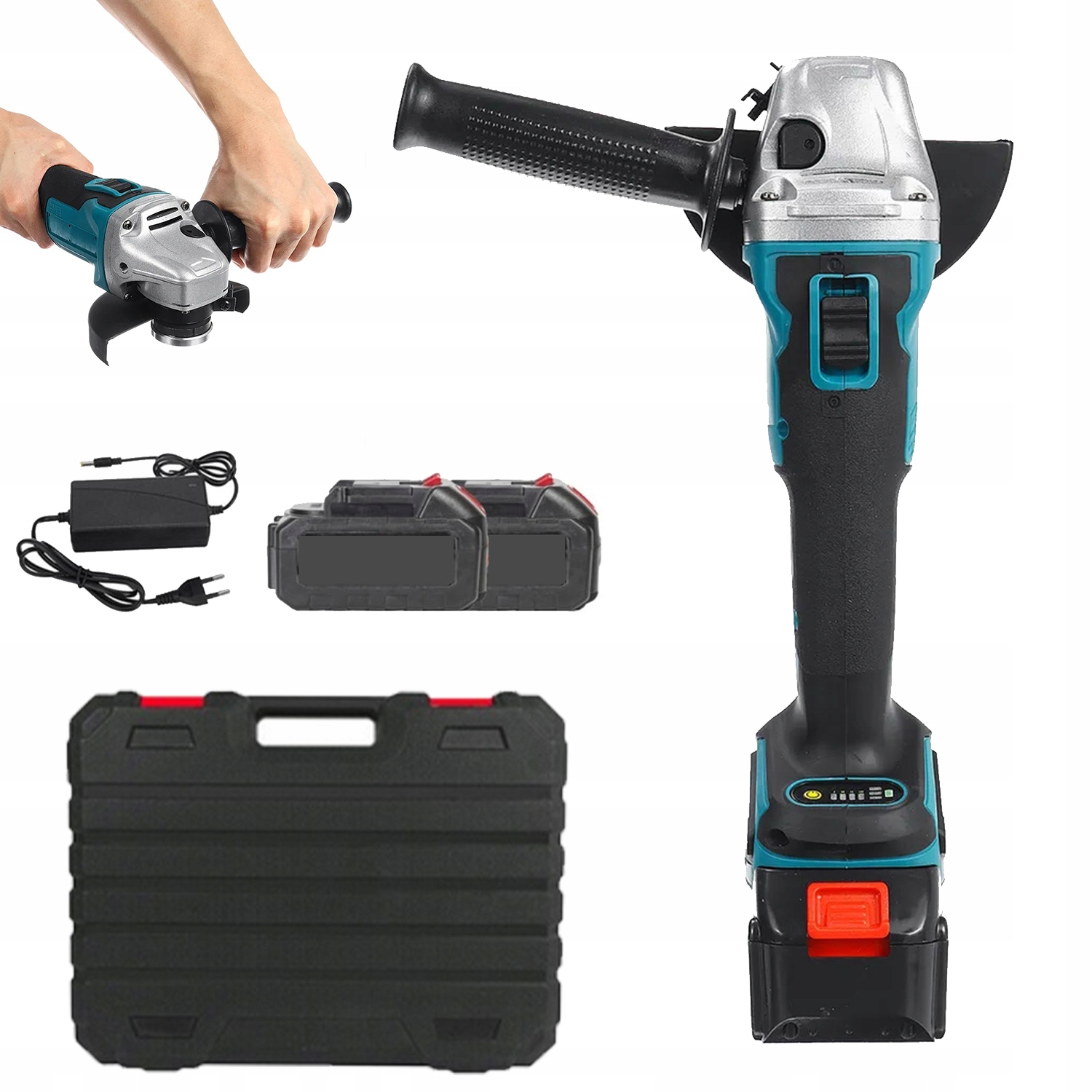 Úhlová Bruska Bezdrátová 21V 125MM800W Pro Leštění S 2 Kusy Akumulátorů