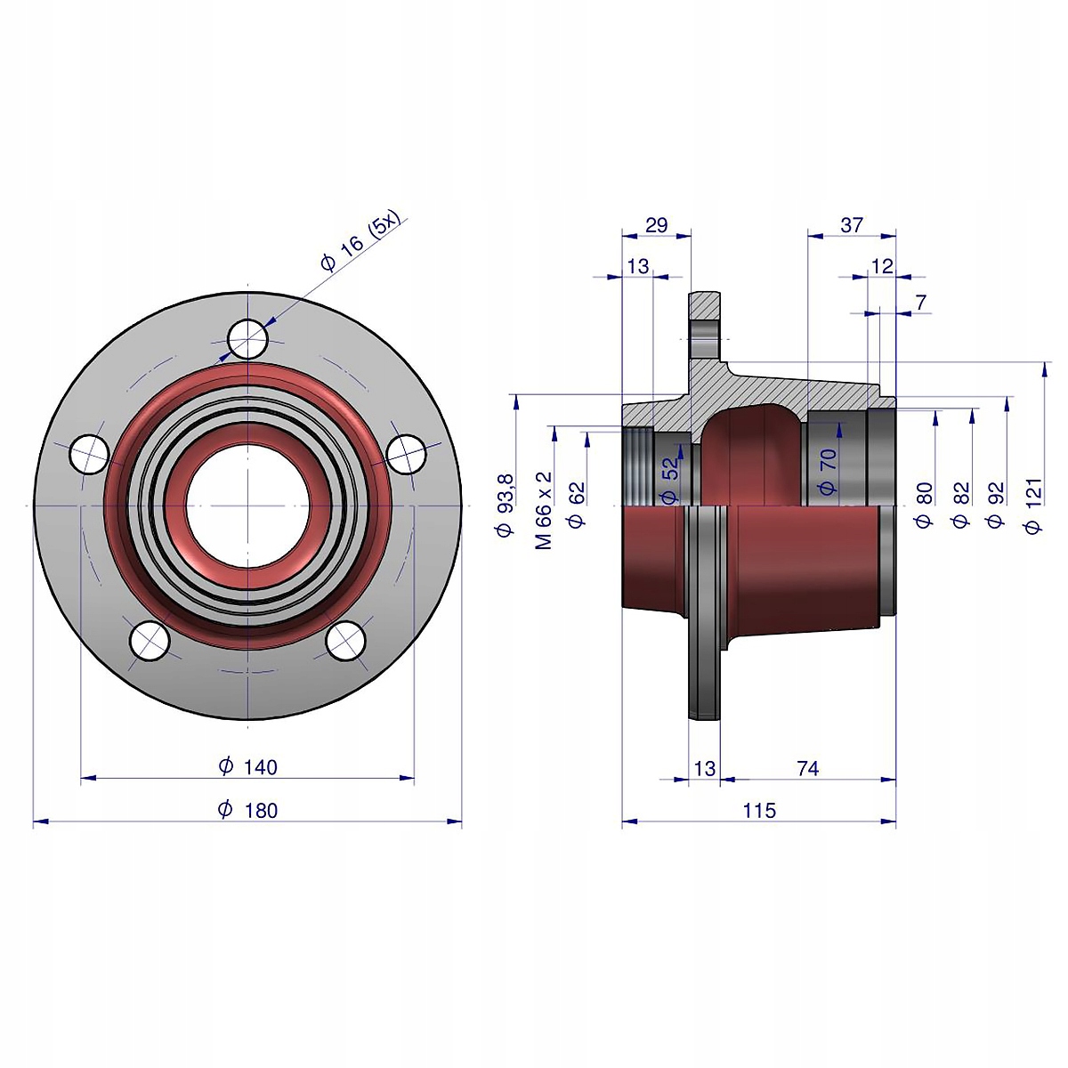 Piasta koła przedniego 5 otw. C-330 Oryginał Producent części Ursus