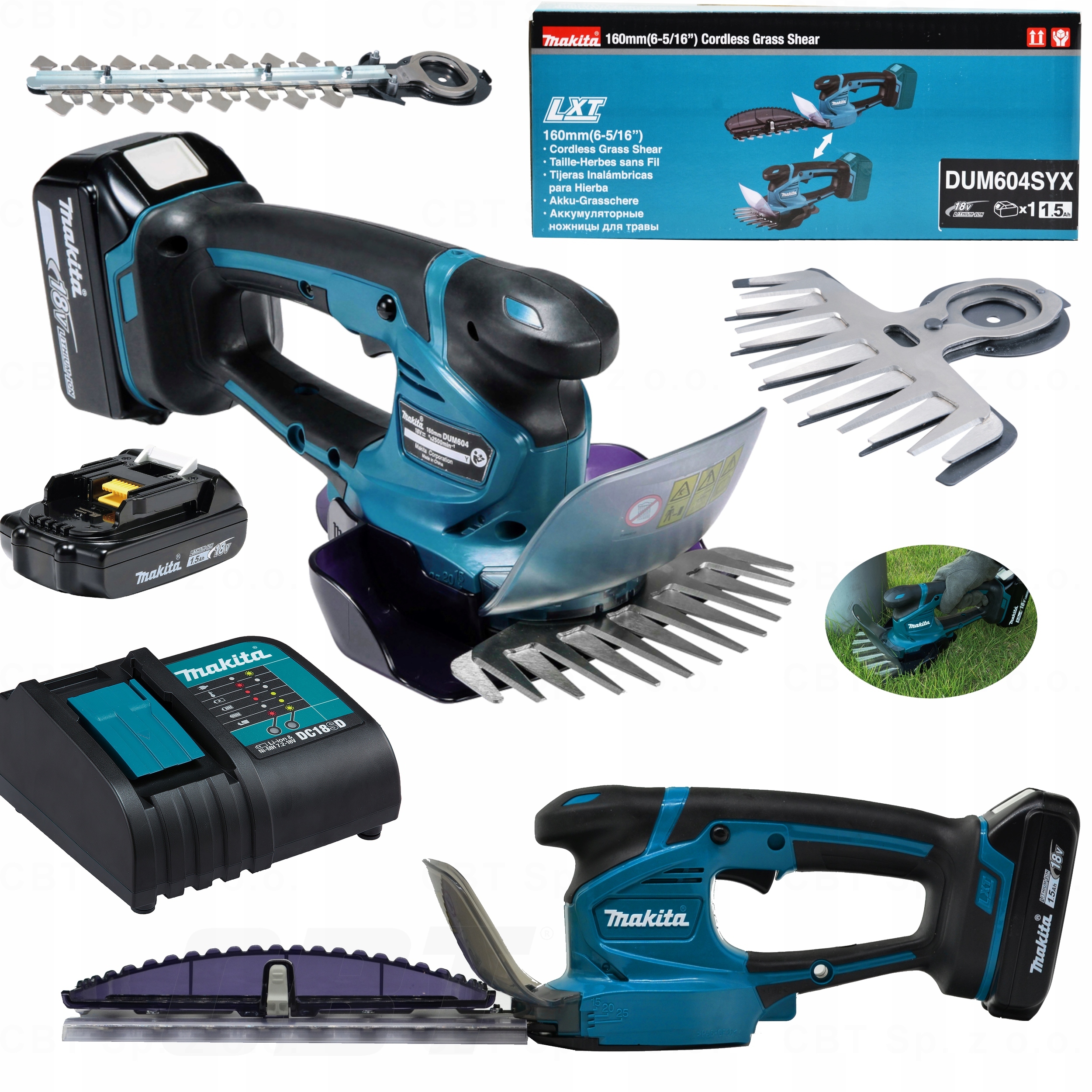 Zestaw Lekkie Nożyce Akumulatorowe Do Trawy Akumulator 1,5 Ah Ładowarka Lxt