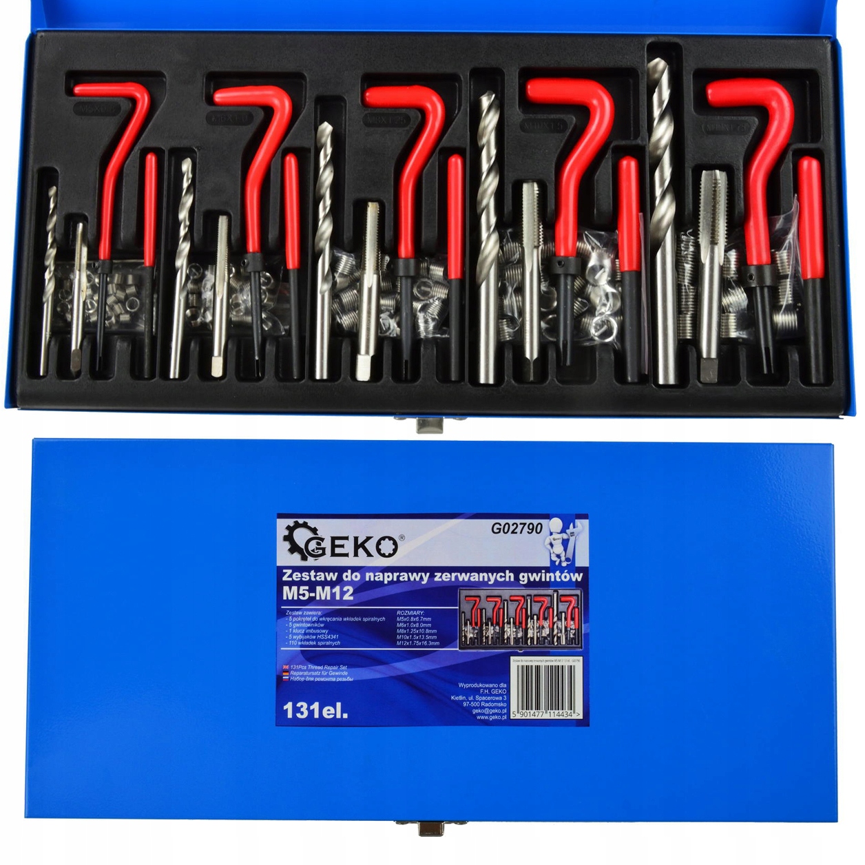 Комплект для ремонта резьбы M5-M12 GEKO G02790