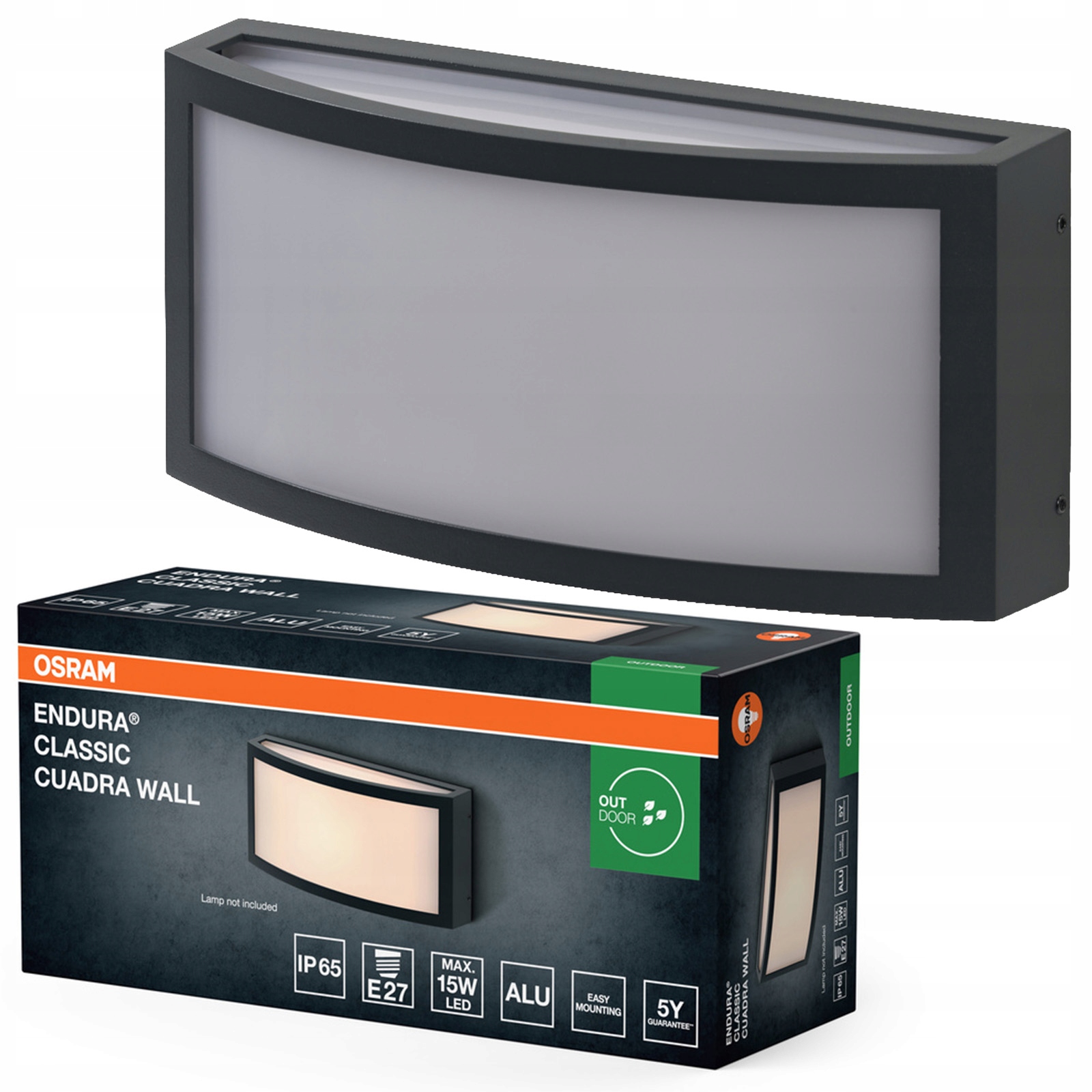 Zahradní nástěnné svítidlo Venkovní fasádní lampa E27 Šedá IP65 Endura Osram