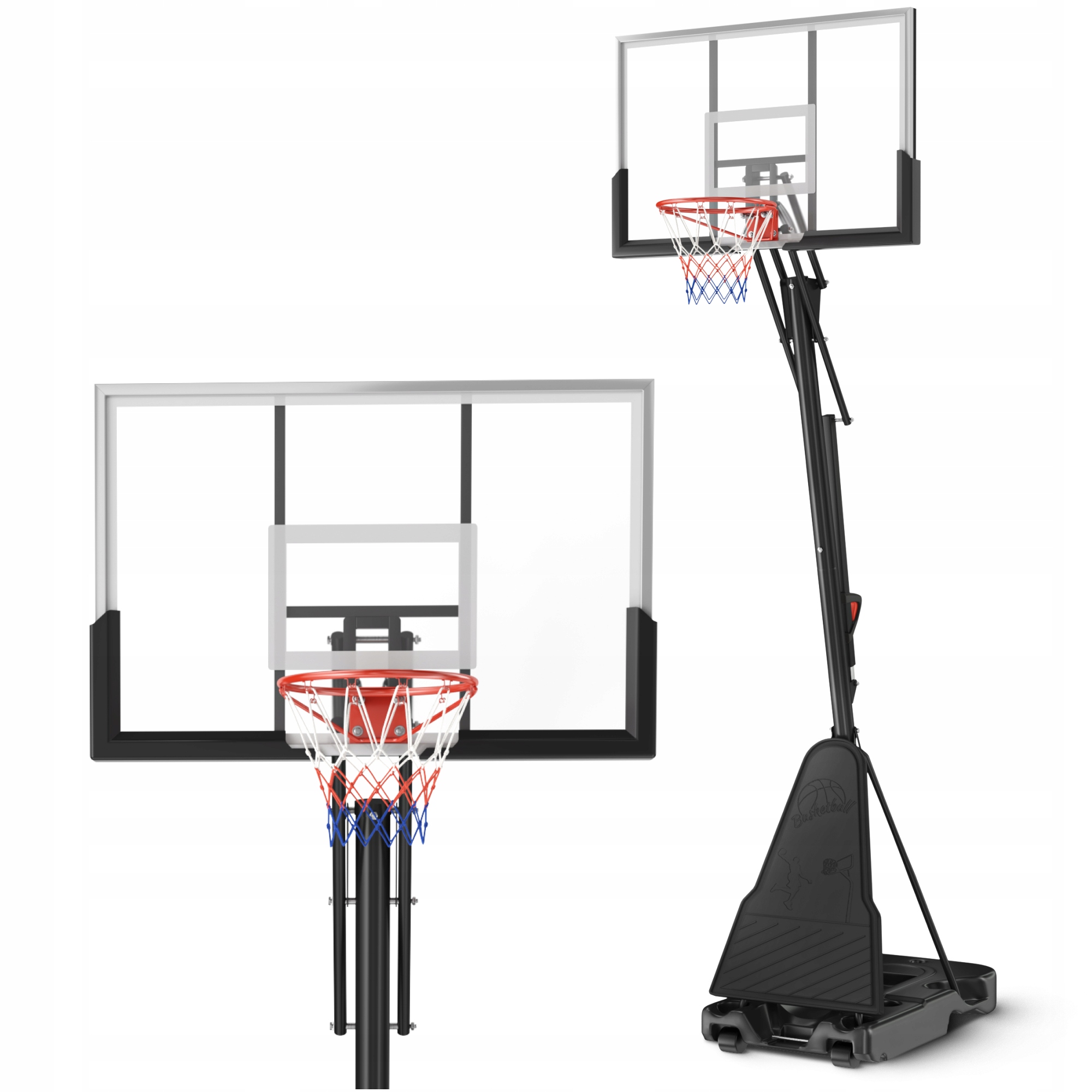 Kosz do Koszykówki Zestaw Tablica Regulowany Stabliny Mobilny Do Gry Falcon