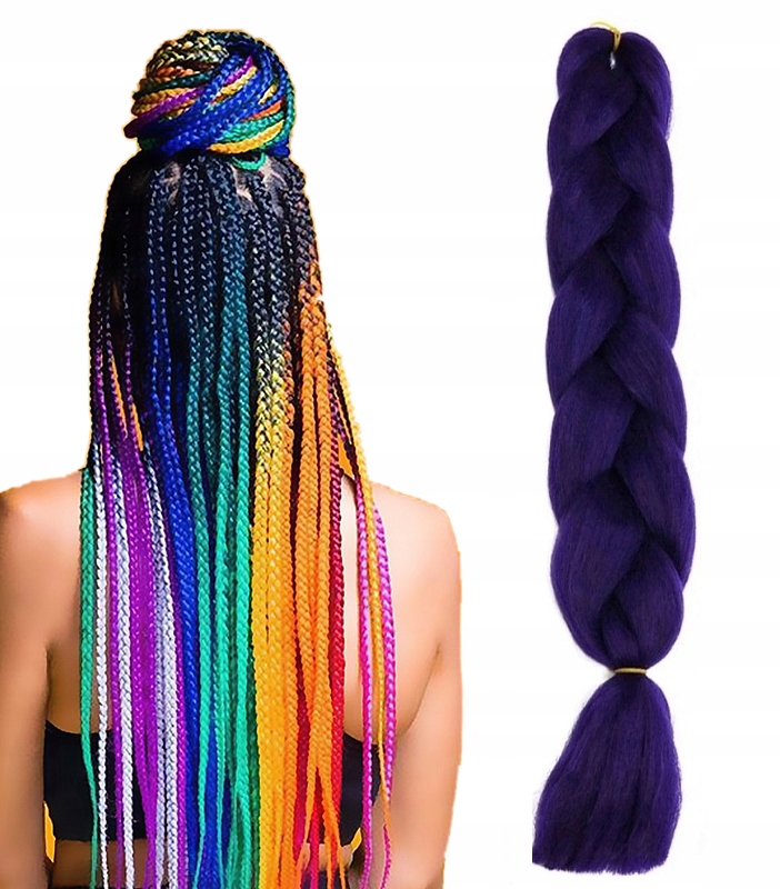 

Kolorowe Włosy Warkocze Plecione Dredy 120cm