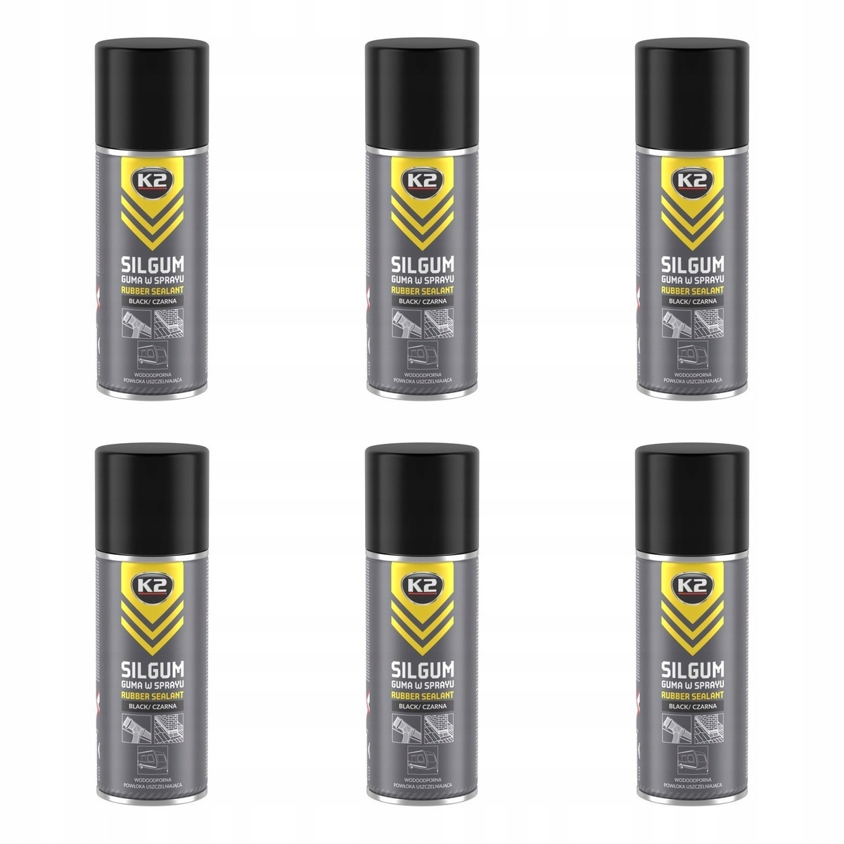 Guma ve spreji, pokrývačský tmel černý 400 ml K2 Silgum