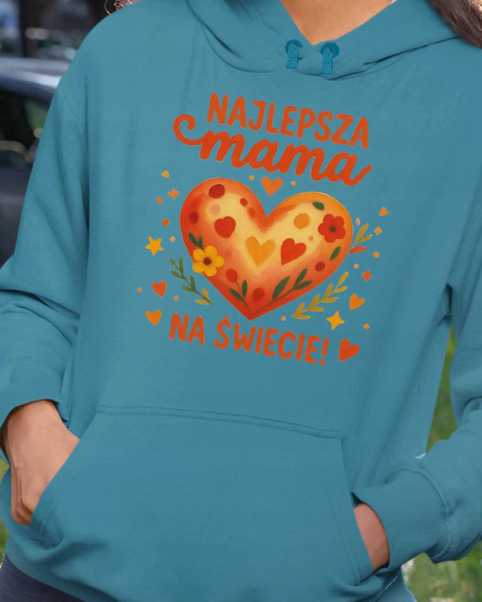 Mikina s kapucí pro maminku Nejlepší maminka na světě Modrá XXL