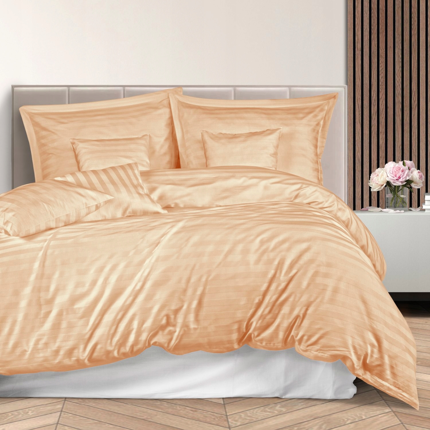 Posteľná Bielizeň bambusovo-bavlnená saténová Stripe BEIGE/140x200 +1x70x80 +2x40x40